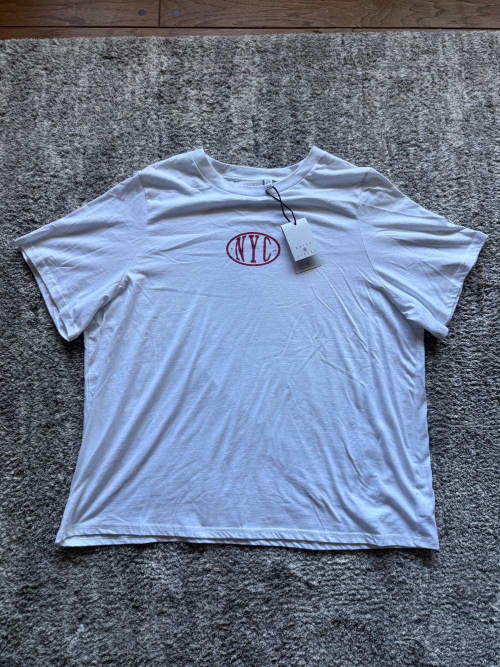 ASOS Curve White Short Sleeve Tee with Red NYC Oval